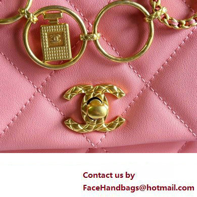 Chanel Lambskin  &  Gold-Tone Metal Badges Mini Flap Bag AS4274 Pink 2023